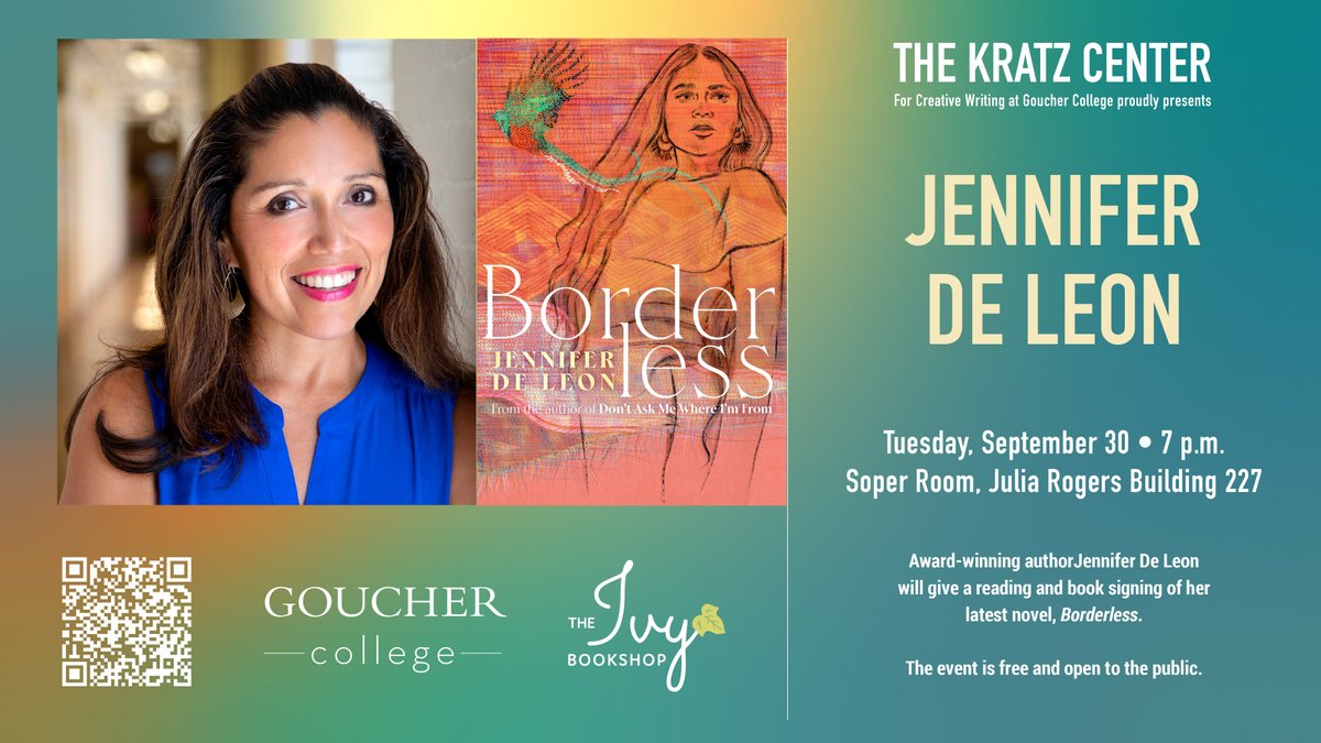 The Kratz Center is proud to host award-winning author Jennifer De Leon for a reading and book signing of her latest novel, Borderless. 

Jennifer is the author of the YA novel Don’t Ask Me Where I’m From, as well as White Space: Essays on Culture, Race, &amp; Writing.