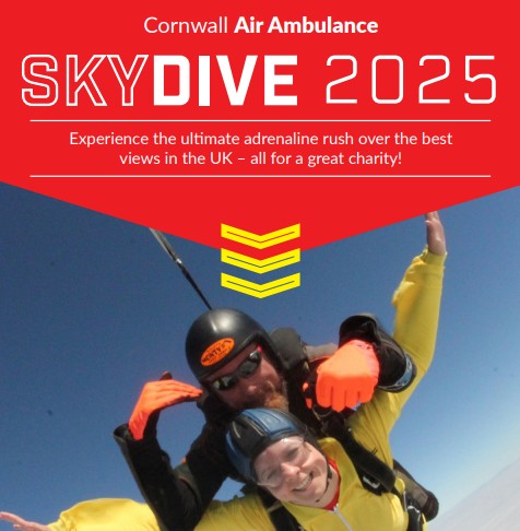 🚁 On Sunday 10 August, you can skydive over the Cornish coast at Perranporth Airfield—all to raise money for @CornwallAirAmb

👉 £50 to register
🎯 £395 fundraising target
📍 Tandem skydive, fully guided, no experience needed

bit.ly/47d67dx
 #CornwallAirAmbulance