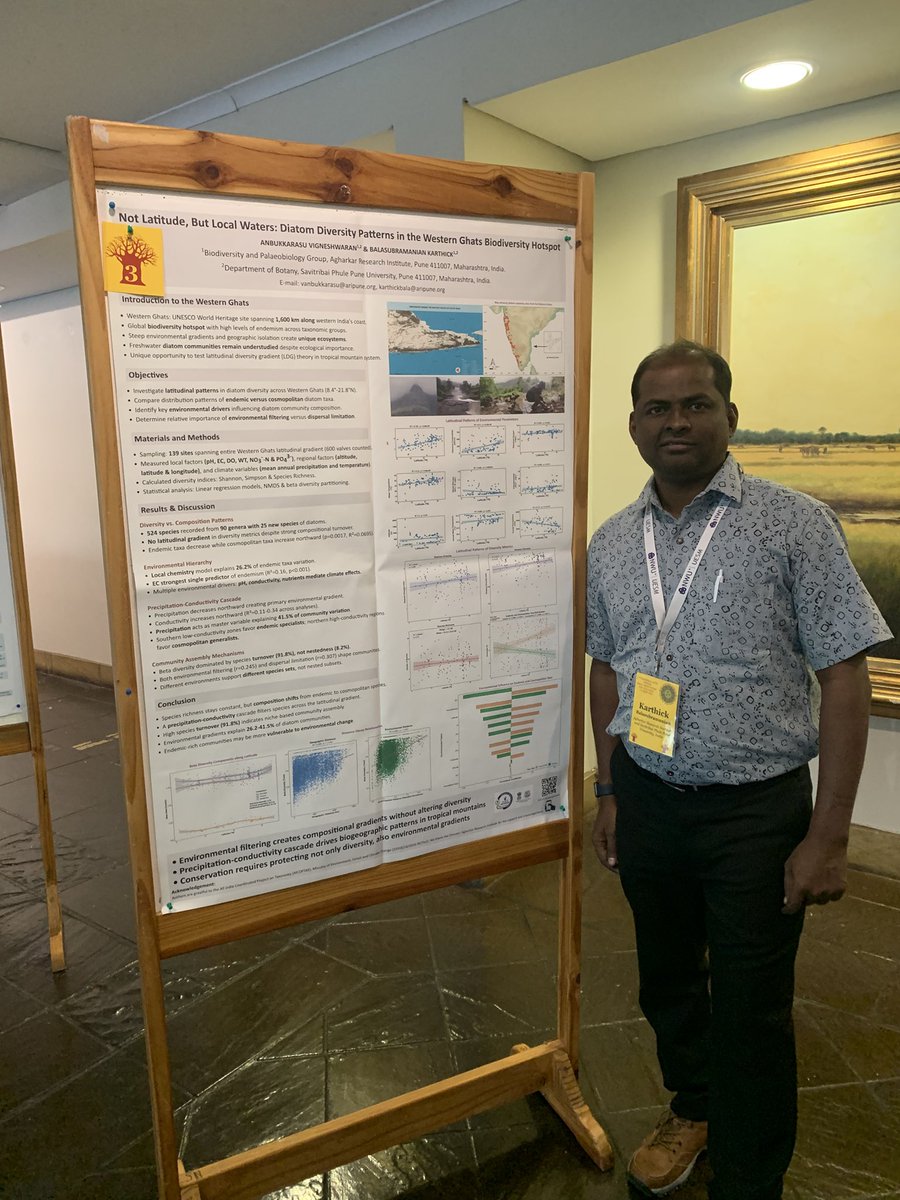 karthickbala's tweet image. From our lab, we presented four posters at the diatom conference, and @pratyashanayak won the Best Poster Award! 🎉👏 Proud moment for the team! #Diatoms