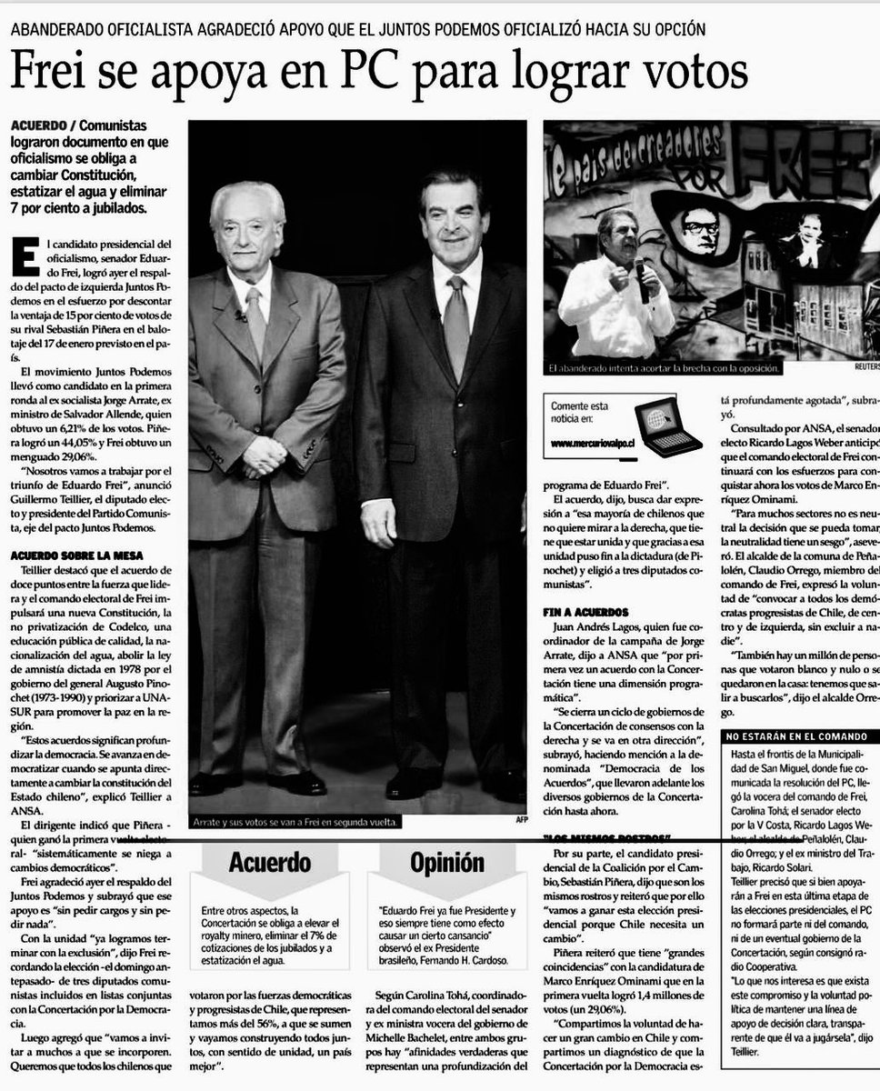 Diciembre de 2009: “Frei se apoya en el PC para lograr votos.