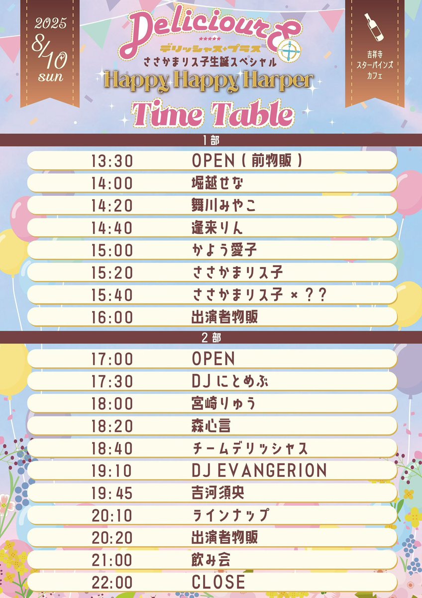 デリッシャス チデでの出演です🐿️ 終演後個人物販は過去物販少しと2S