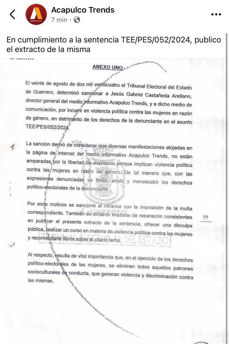 Ya está en Facebook el extracto de la sentencia 17/30. facebook.com/share/p/16xNaz…