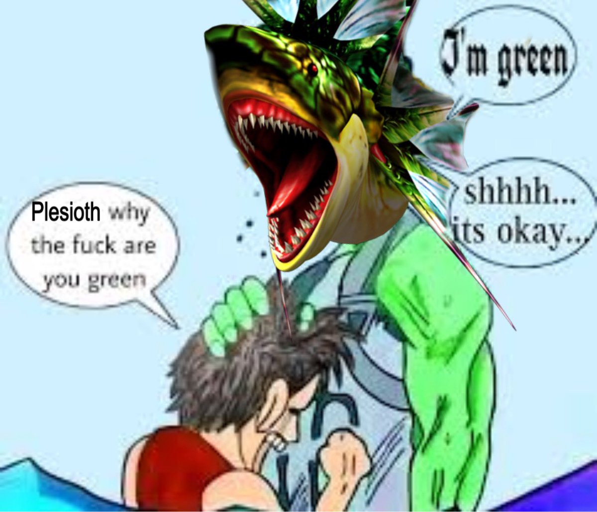 QuirklessStoner's tweet image. I had a dream last night where I hunted a Plesioth and for some reason it turned into the green subspecies in the middle of the hunt