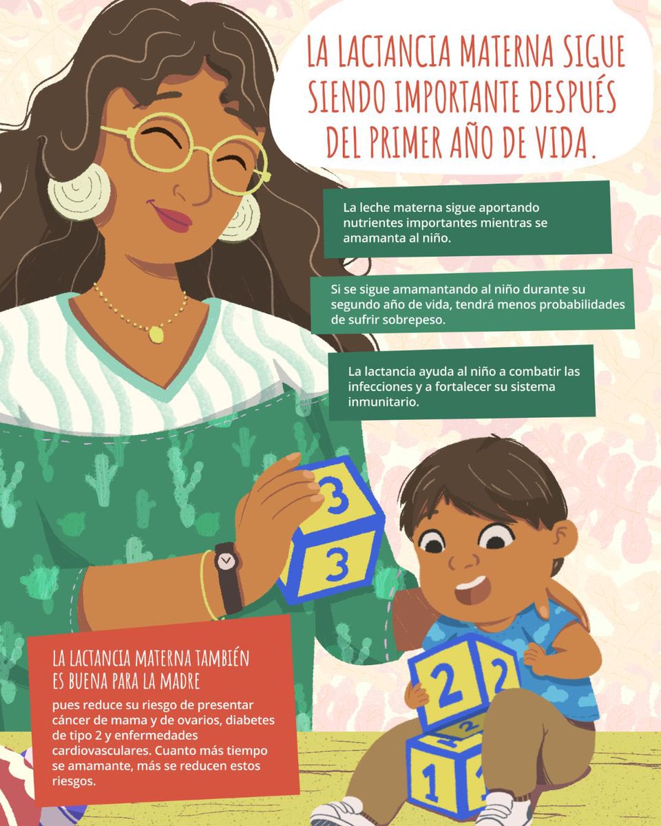 La leche materna:
✔️ Aporta nutrientes esenciales
✔️ Fortalece el sistema inmune del niño
✔️ Reduce el riesgo de enfermedades para la madre

👶 La recomendación es clara: lactancia hasta los 2 años o más, todo el tiempo que madre e hijo lo deseen.

👉 who.int/es/campaigns/w…