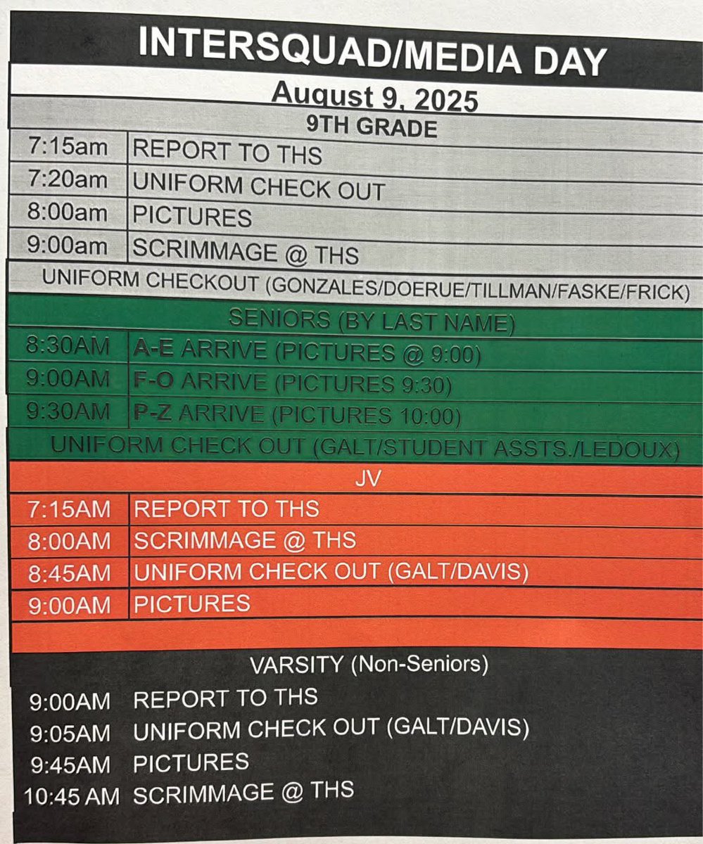 Rebels! Here is the schedule for tomorrow’s intersquad scrimmage/media day!
