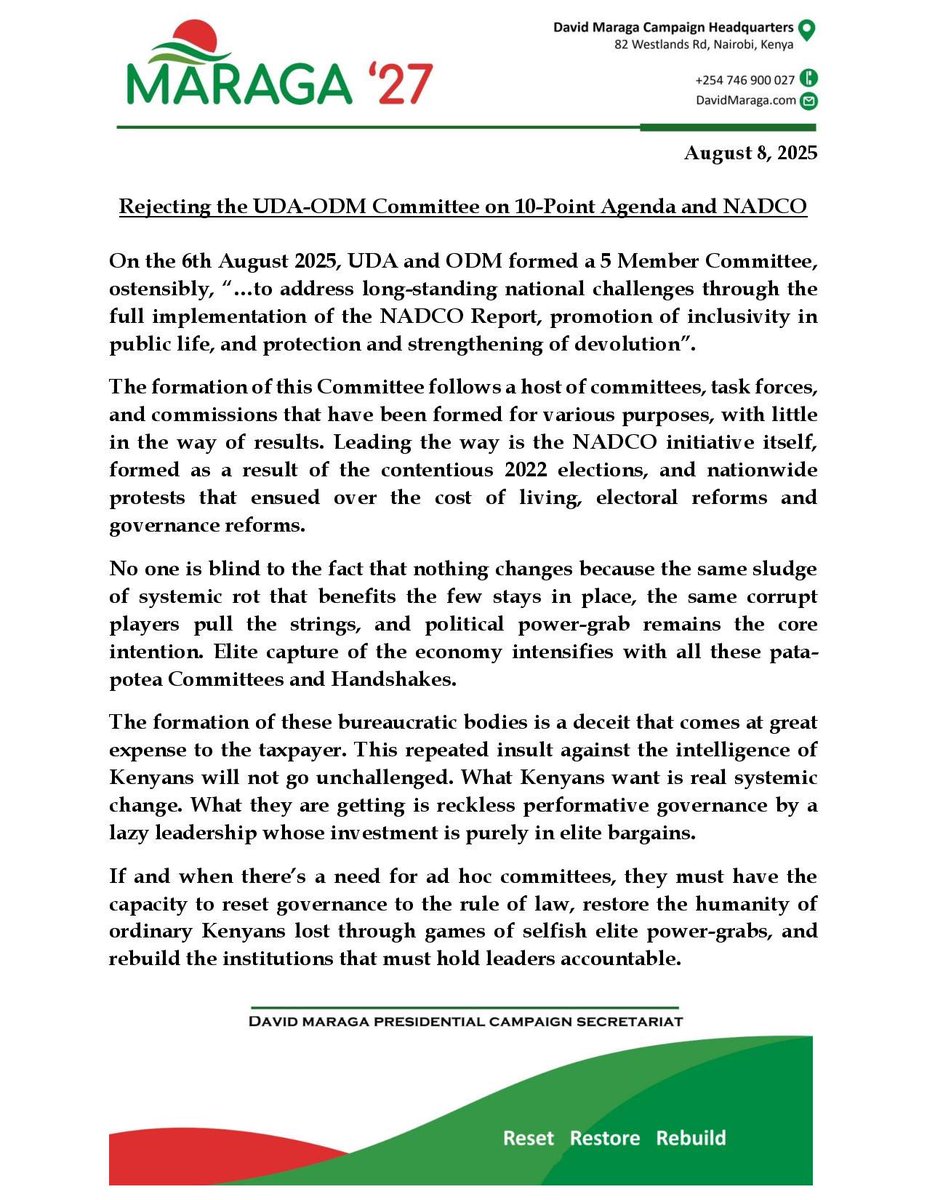 We reject the UDA-ODM Committee on the 10-Point Agenda and NADCO