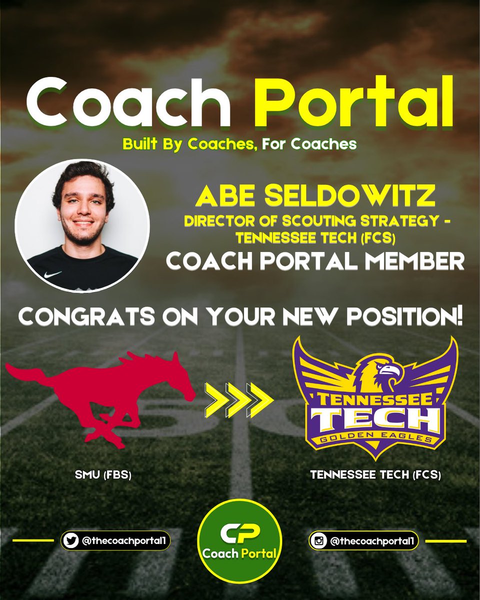Coach Portal (@thecoachportal1) on Twitter photo 🟢🏈Congrats to Coach Portal Member, Abe Seldowitz (<a href="/abeseldowitz/">Abe Seldowitz</a>) on his new position as Director of Scouting Strategy at Tennessee Tech! We wish him nothing but the best & good luck with your transition!
🔗Join coach-portal.com to enhance your coaching career! 🟢🏈Congrats to Coach Portal Member, Abe Seldowitz (<a href="/abeseldowitz/">Abe Seldowitz</a>) on his new position as Director of Scouting Strategy at Tennessee Tech! We wish him nothing but the best & good luck with your transition!
🔗Join coach-portal.com to enhance your coaching career!