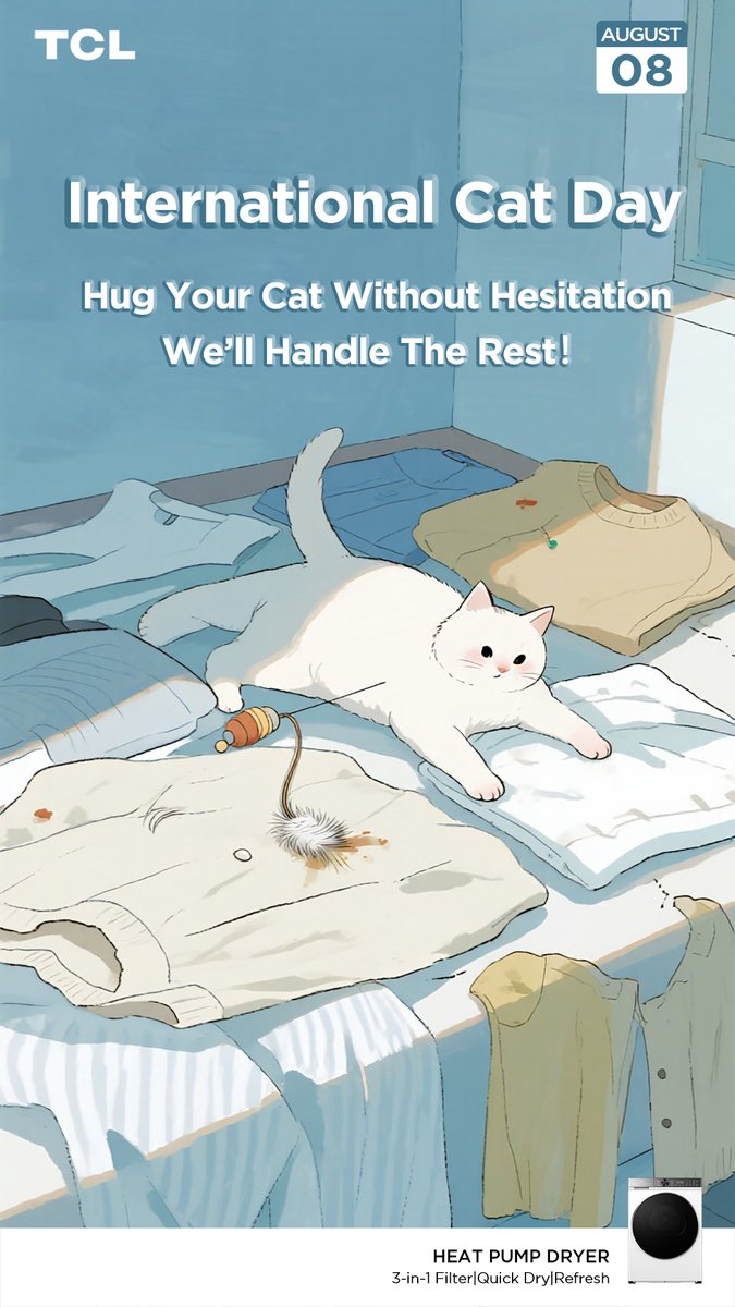 Sometimes, our 🐱 can be naughty, but that shouldn’t stop us from hugging them!

After washing your clothes, simply toss them in our Heat Pump Dryer to get them clean, while you pet your furry friend. 

#TCL #TheCreativeLife #CatDay #CatVideos #LaundryDay #CatHair #CatGrooming