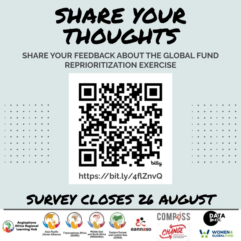 We urge civil society and communities to share their experiences in this <a href="/GlobalFund/">The Global Fund</a> reprioritisation survey. Your voice is vital for fair, transparent funding decisions. 🗓 Closes 26 Aug. bit.ly/4flZnvQ (available in several languages)