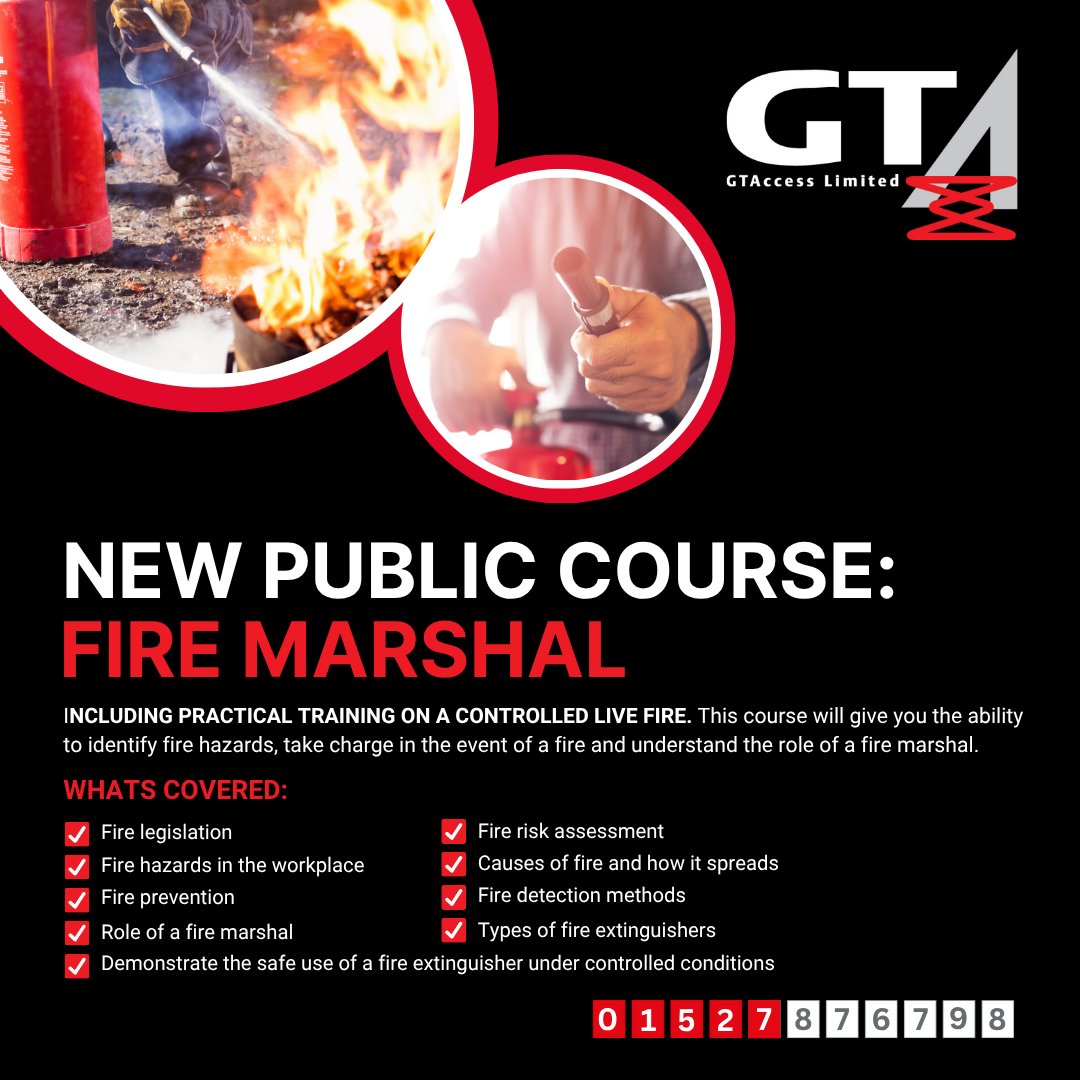 GTAccess Ltd (@gtaccessltd) on Twitter photo 🔥Fire Marshal training, for those responsible for taking charge in the event of a fire
📍 Access House, Bromsgrove, B60 3DR
🗓️ Thursday 28th August 2025
🕣 9am - 1pm
💷 £95 per person
➡️ SECURE YOUR SPACE TODAY
Training@gtaccess.co.uk
01527 876798 🔥Fire Marshal training, for those responsible for taking charge in the event of a fire
📍 Access House, Bromsgrove, B60 3DR
🗓️ Thursday 28th August 2025
🕣 9am - 1pm
💷 £95 per person
➡️ SECURE YOUR SPACE TODAY
Training@gtaccess.co.uk
01527 876798