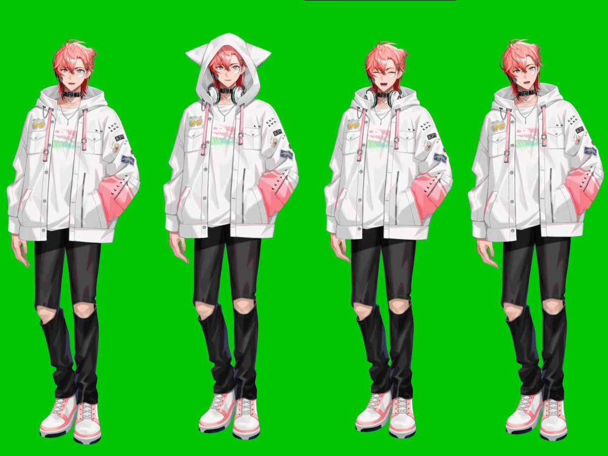 赤城ウェン新衣装 全身差分まじで助かる🐱🩷 #赤城ウェン新衣装