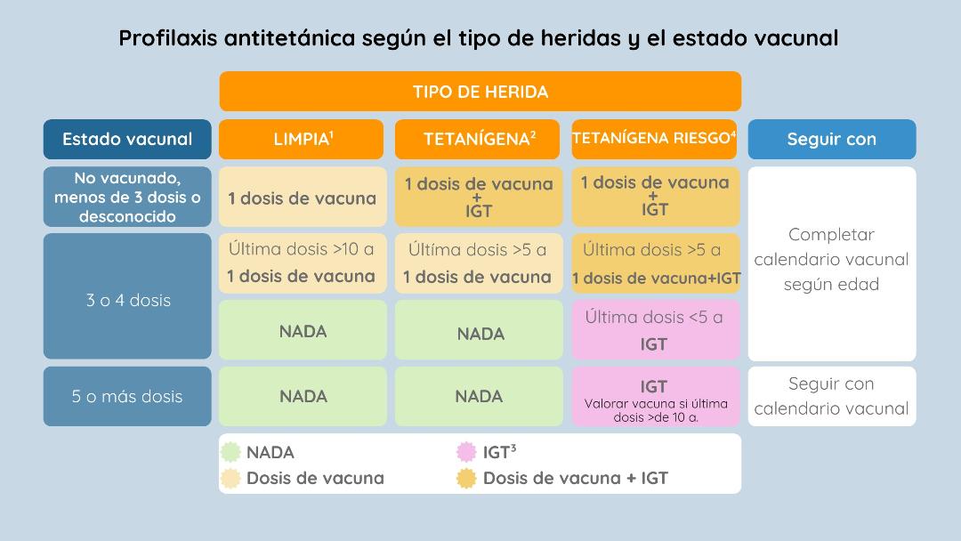 Os presentamos una infografía práctica de las pautas de actuación para la profilaxis antitetánica en heridas.
Más info, la encontraréis en el Manual de Inmunizaciones en línea del CAV-AEP 👇:
vacunasaep.org/documentos/man…