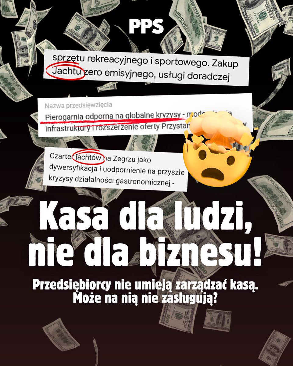 Jachty, rajdy motorowe, zakup mieszkań pod najem, pierogarnie "odporne na globalne kryzysy” - na to poszły miliony z KPO? 

Pieniądze z KPO powinny służyć zwykłym ludziom, a nie być przejadane przez najbogatszych. Powinny wspierać pracowników, którzy budują polską gospodarkę!