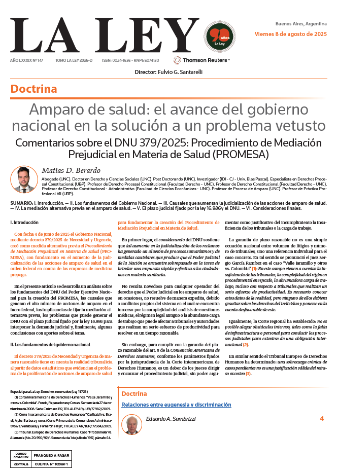 [𝗛 𝗢 𝗬 en el #DiarioLaLey ]            

✍🏻Doctrina por Matías D. Berardo

✍🏻Nota a fallo por Eduardo A. Sambrizzi