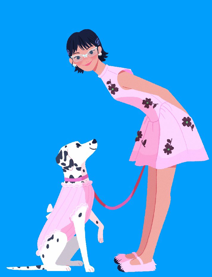 yuki injo with her pup 🎀🖤🤍#illustration