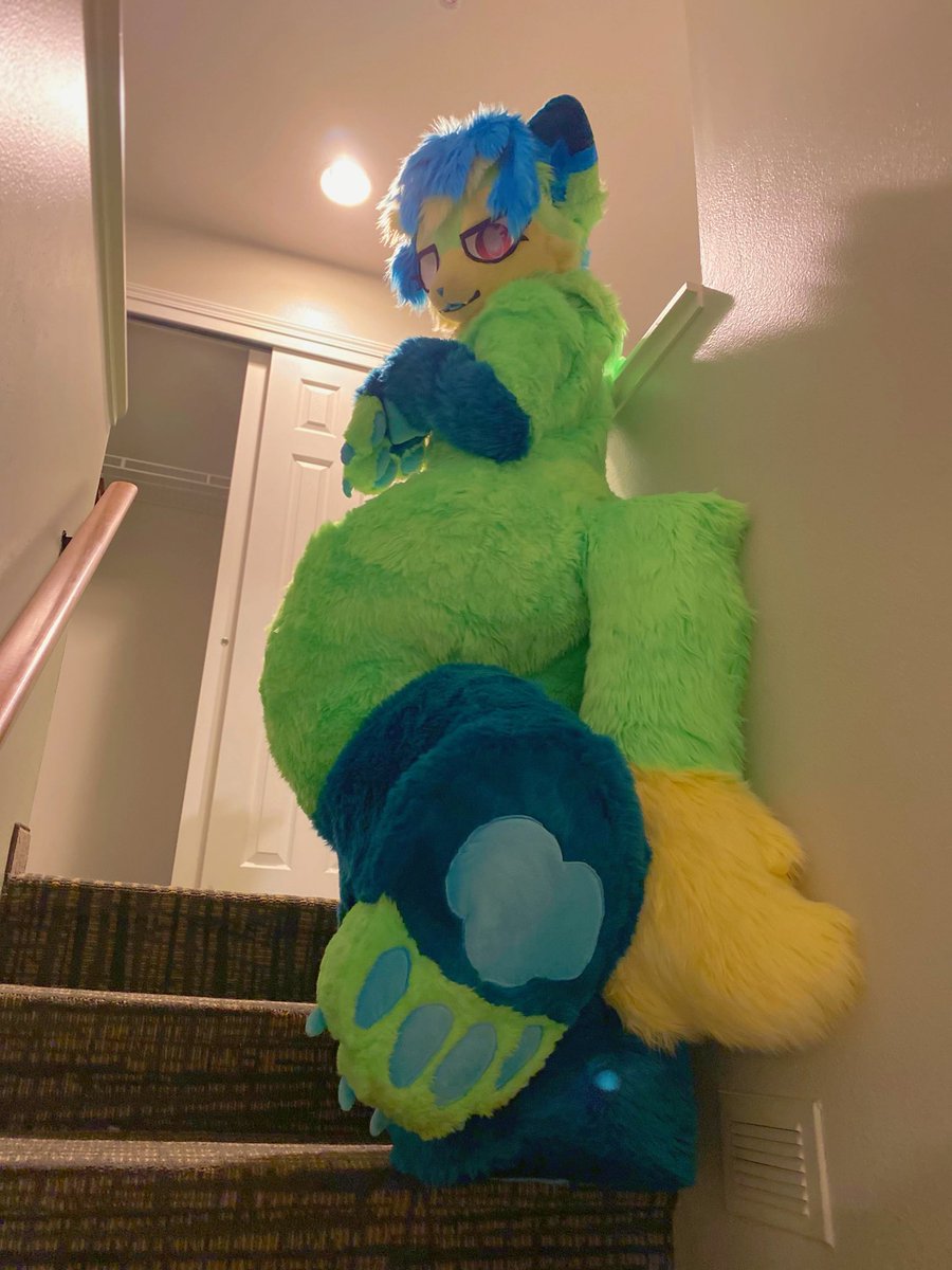 No doggy gate can stop me from going upstairs!! &gt;:)

📸: <a href="/quiptie/">Quip 𓅾</a> 
🪡: <a href="/_SFcostumes/">Starfall Costumes</a> / <a href="/laughingmaw/">Laughingmaw</a>

#FursuitFriday