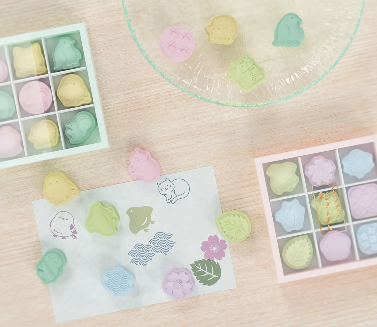 和三盆の和菓子みたい🍵✨ 「スタンプセット 和さんぽん」 伝統的な