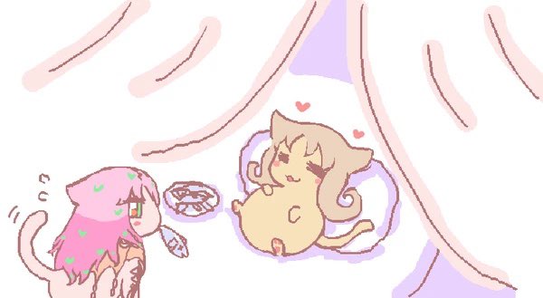 「ボスドピとディアドナの猫絵 #世界猫の日 #8月8日は世界猫の日 #jjba #」|👿☎️😇のイラスト