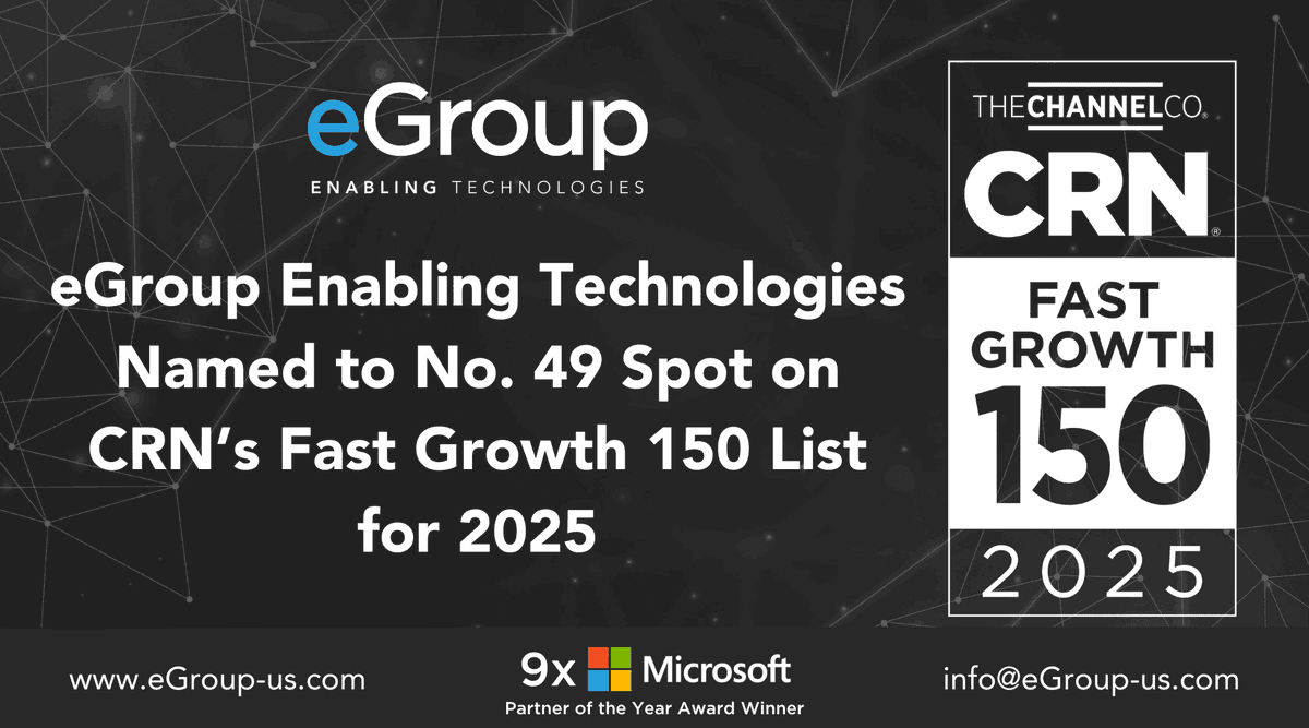 eGroup Enabling Technologies has been named to the 2025 <a href="/CRN/">CRN</a> Fast Growth 150 list, coming in at #49! This recognition from <a href="/TheChannelCo/">The Channel Company</a> highlights the fastest-growing IT solution providers in America, and we’re proud to be among the elite.
🔗 bit.ly/47lCDdw

#CRNFG150