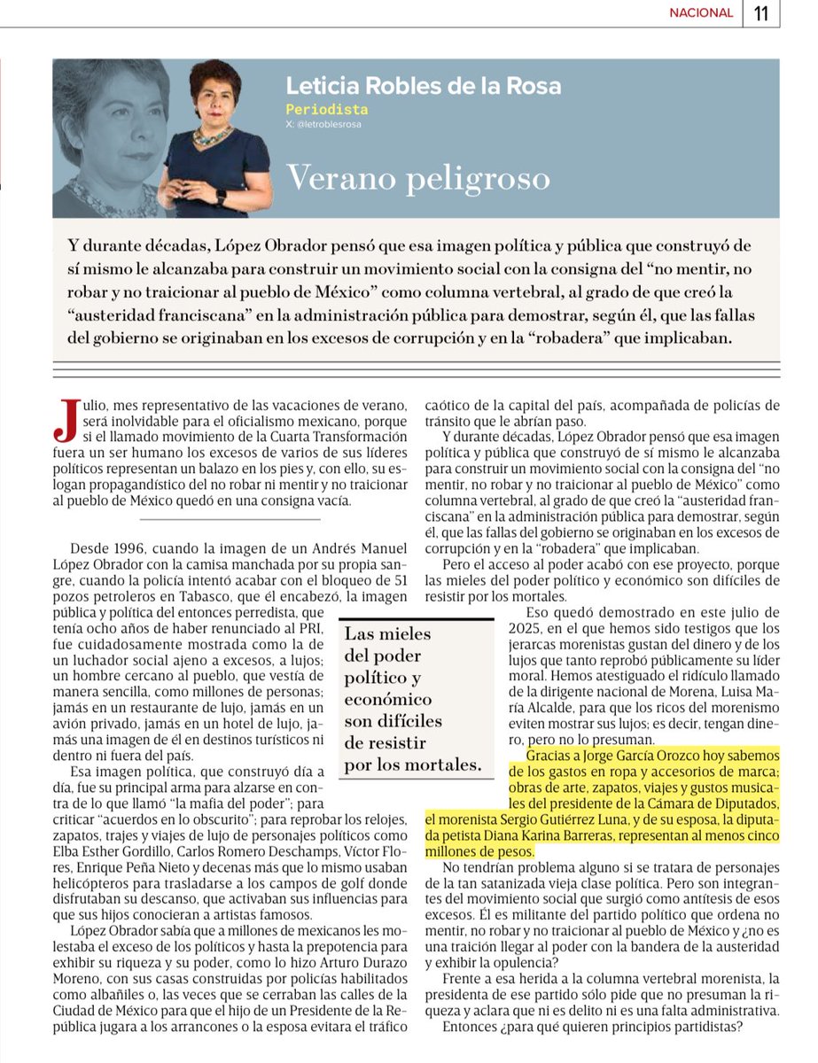 Sergio Gutiérrez Luna y Diana Karina Barreras son la Pareja Dinamita

Dinamitaron la imagen de la 4T, pq este verano enterraron el “no mentir, no robar y no traicionar”

La “austeridad” pública de AMLO no alcanzó para frenar la afición fifí de la pareja

excelsior.com.mx/opinion/letici…