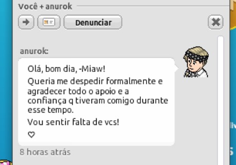 😿 Vai deixar sdds tio. Um dos mais atenciosos, sempre preocupado com os projetos. 💙
