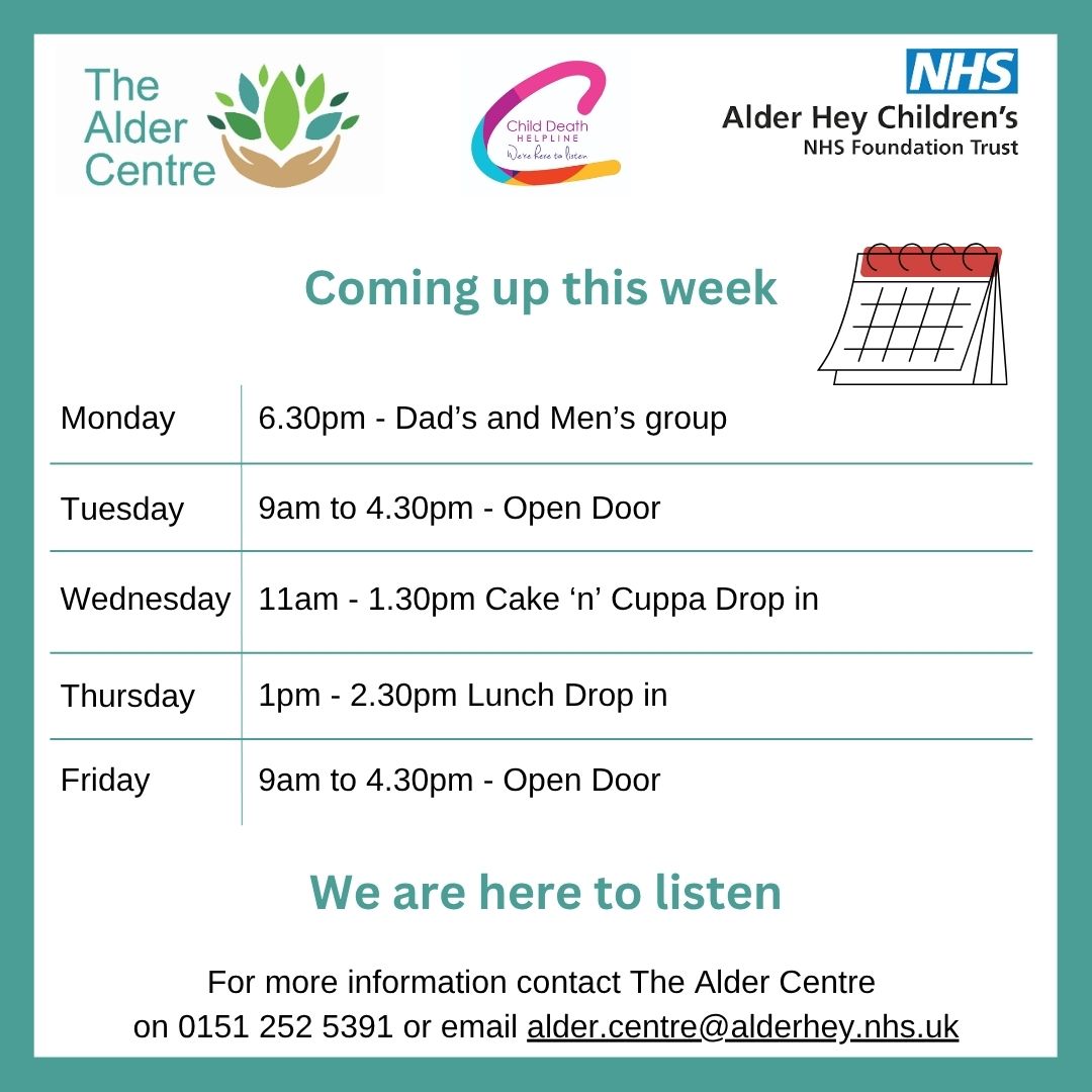 Coming up this week, Dad's and Men group on Monday and drop ins on Wednesday and Thursday.
#bereavementsupport #childloss #dadsgroup #dropin