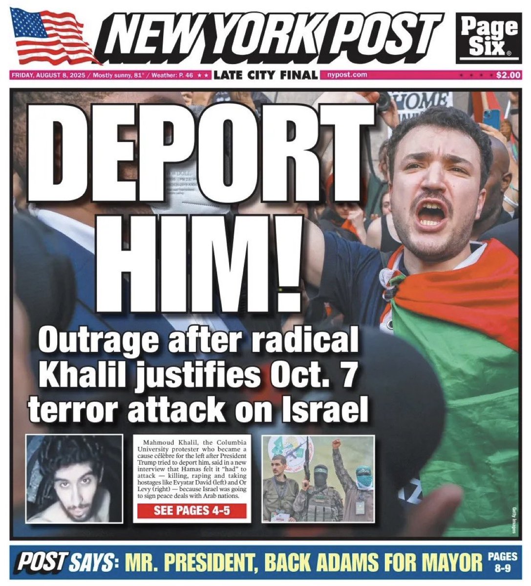 Mahmood Khalil is using political influence to aid foreign interests, support violence, and undermine America.

He’s a FILTHY DOMESTIC TERRORIST promoting ANTI-AMERICAN IDEOLOGIES and defending what happened on October 7th. 
WAKE THE HELL UP. DEPORT THIS SCUM. 🇺🇸