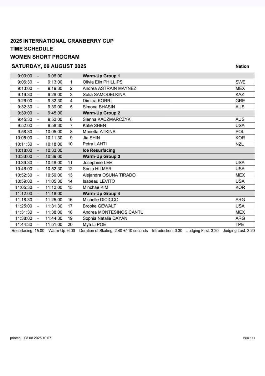 토요일 일정
주니어 남싱 쇼트
아론 1그룹 1번 오전 9:06
시니어 여싱 쇼트
지아 2그룹 4번 오후 11:05
민채 3그룹 5번(일요일) 오전 00:05
결과페이지
ijs.usfigureskating.org/leaderboard/re…
라이브 링크
주니어 남싱 쇼트
youtube.com/live/7E3Gdp6TX…
시니어 여싱 쇼트
youtube.com/live/H62I7vurC…