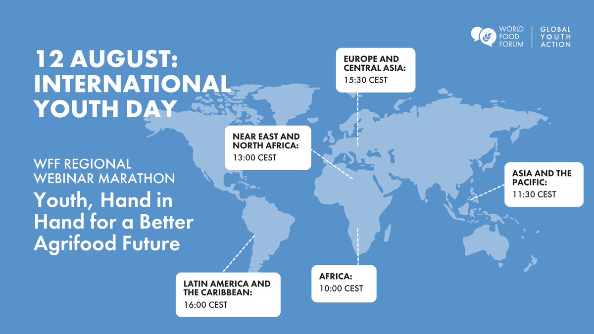 On #InternationalYouthDay, 12 August, join the WFF Regional Webinar Marathon: Youth, Hand in Hand for a Better Agrifood Future and help build sustainable agrifood systems.

🔗 Register for the session in your region: linktr.ee/IYD2025?utm_so…

#WFF2025 #BetterFoodsBetterFuture