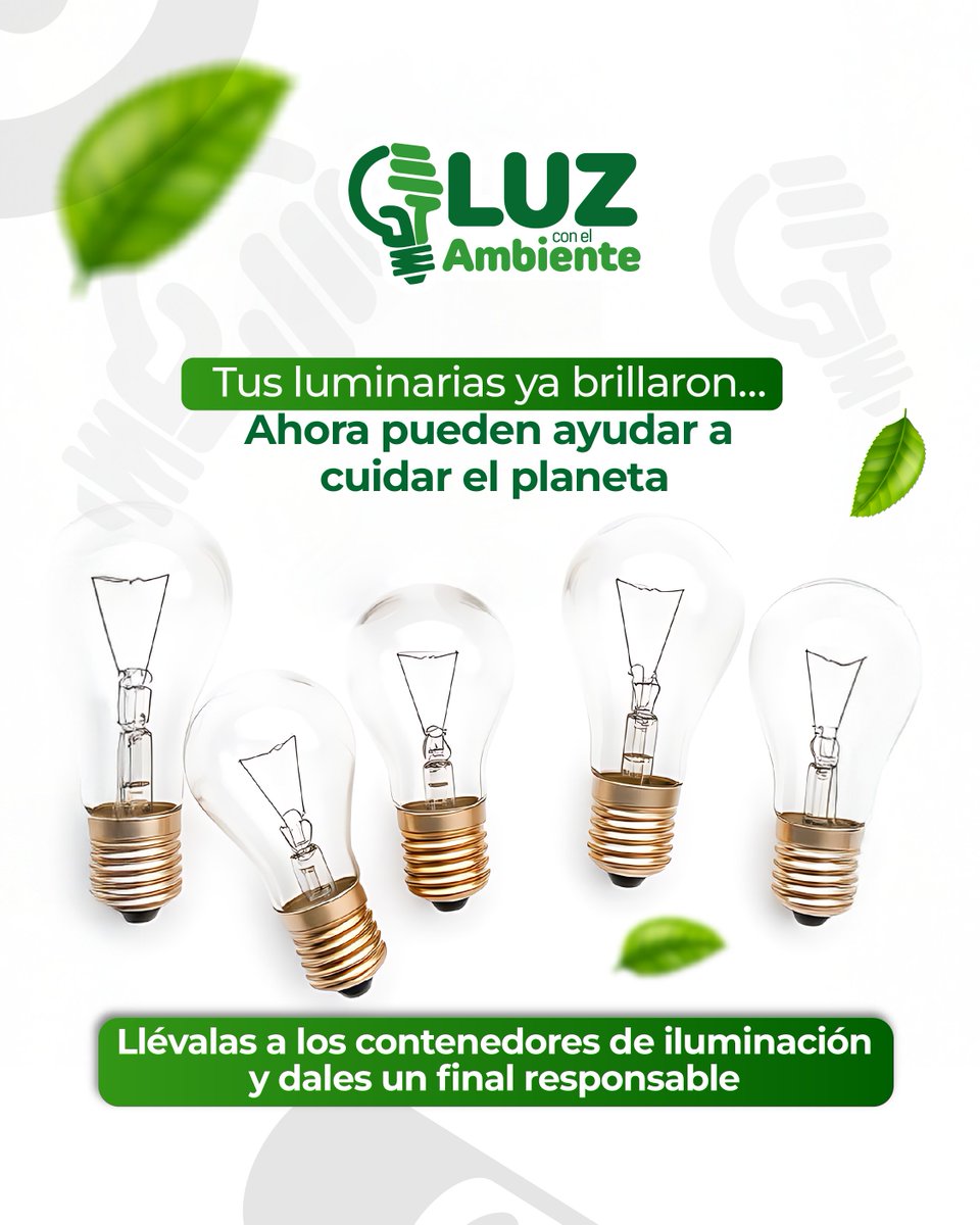 💡 Tus luminarias ya cumplieron su misión. Ahora pueden seguir iluminando de otra forma: déjalas en el contenedor de iluminación más cercano y contribuye a un futuro más sostenible.
#LuzConElAmbiente #CuidemosElPlaneta #CambiaElChip #SomosPilosos #PilasPorElPlaneta