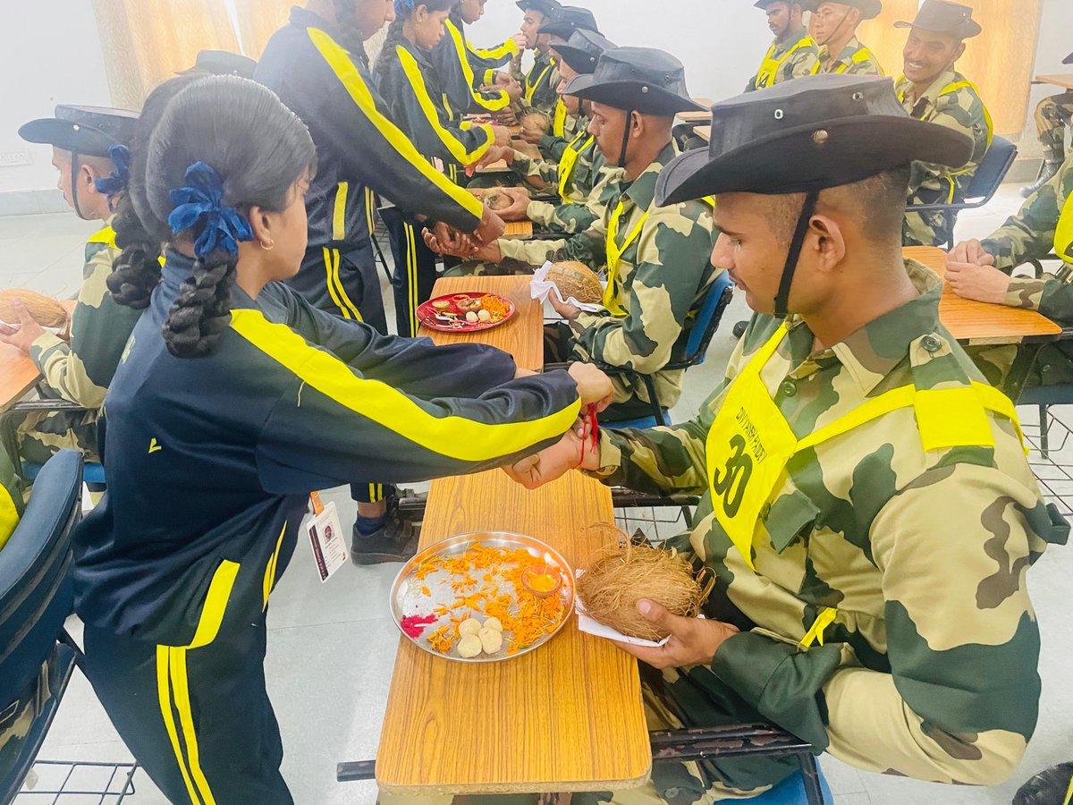 Today, Raksha Bandhan was organised and celebrated with fervor and gaiety at STC BSF, Indore,participated by students and teachers of Shanti Vidya Niketan School, Indore. Students also learnt about the role and task of BSF.  <a href="/BSF_India/">BSF</a> @BSFACYTEKANPUR