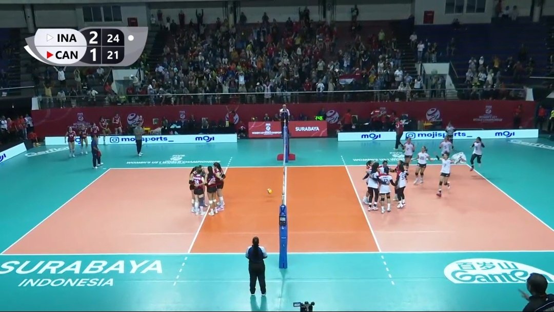 28 - 26
25 - 18
18 - 25
25 - 21

Indonesia 🇮🇩 3 - 1 🇨🇦 Kanada

FIRST WIN!!!
Indonesia U21 raih kemenangan perdana bersejarah di FIVB Women's U21 World Championship!!! 
#WU21WCH