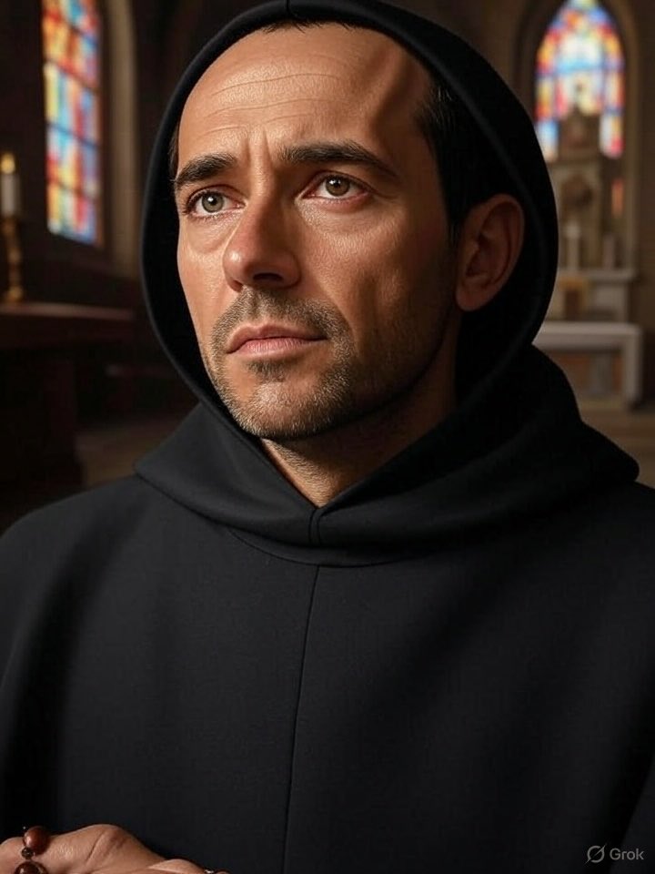 yellowbelle's tweet image. #ImagineGrok: A renaissance style painting of St. Dominic de Guzman in matte texture. 

Galing.