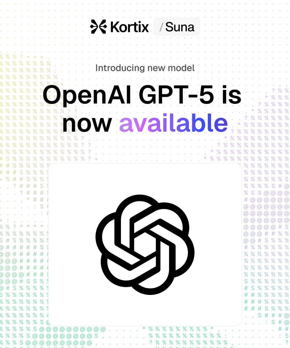 🚀 New model drop: OpenAI GPT-5 is now available on Kortix / Suna!