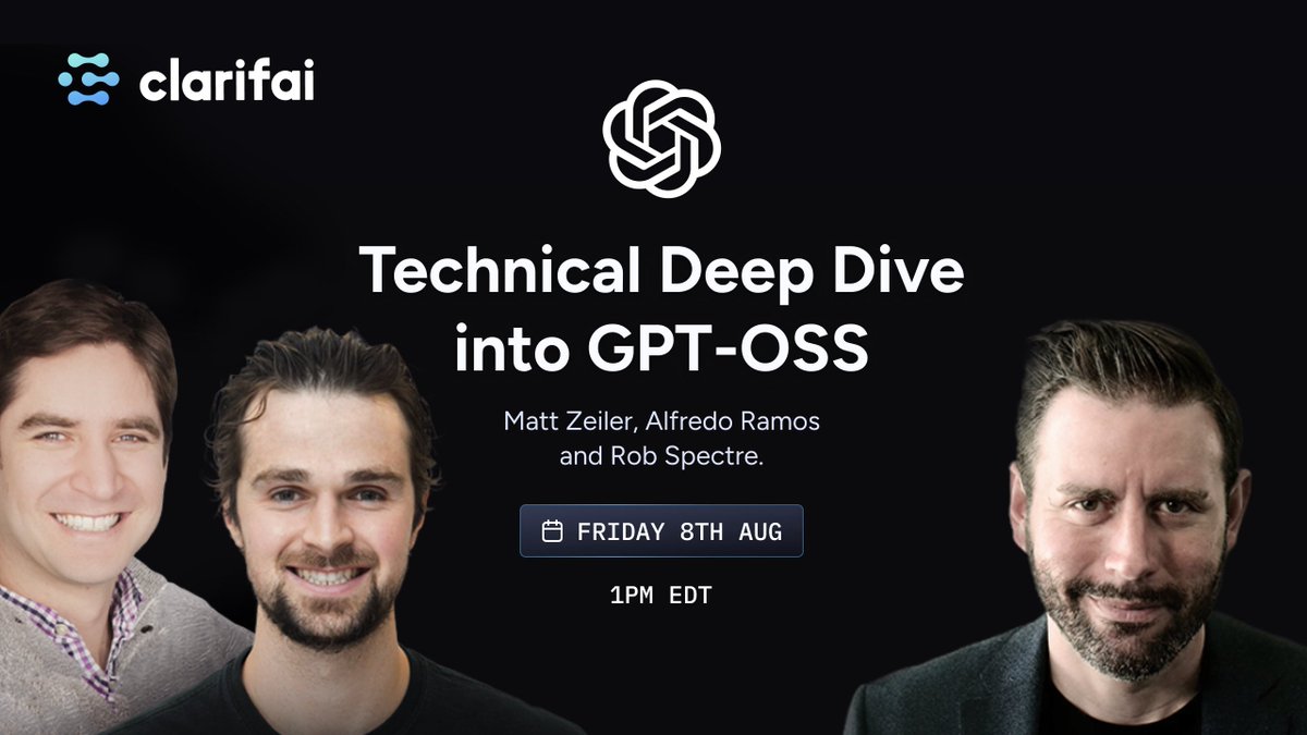 Join us today for a Live Technical Deep Dive into GPT-OSS with the Clarifai team!

We’ll explore OpenAI’s GPT-OSS-120B and GPT-OSS-20B models, diving into their architectures, performance, and accessibility. This free, open-weight milestone is set to shape the future of AI