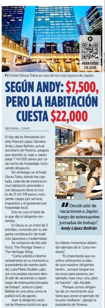 Anda circulando esto en X. 

Tú crees que #AndyLópezBeltrán mintió?

Tiene derecho a viajar después de extenuantes jornadas laborales?

Claro! Con su sueldo le alcanza para irse a Oaxtepec pero no a Japón a todo lujo.