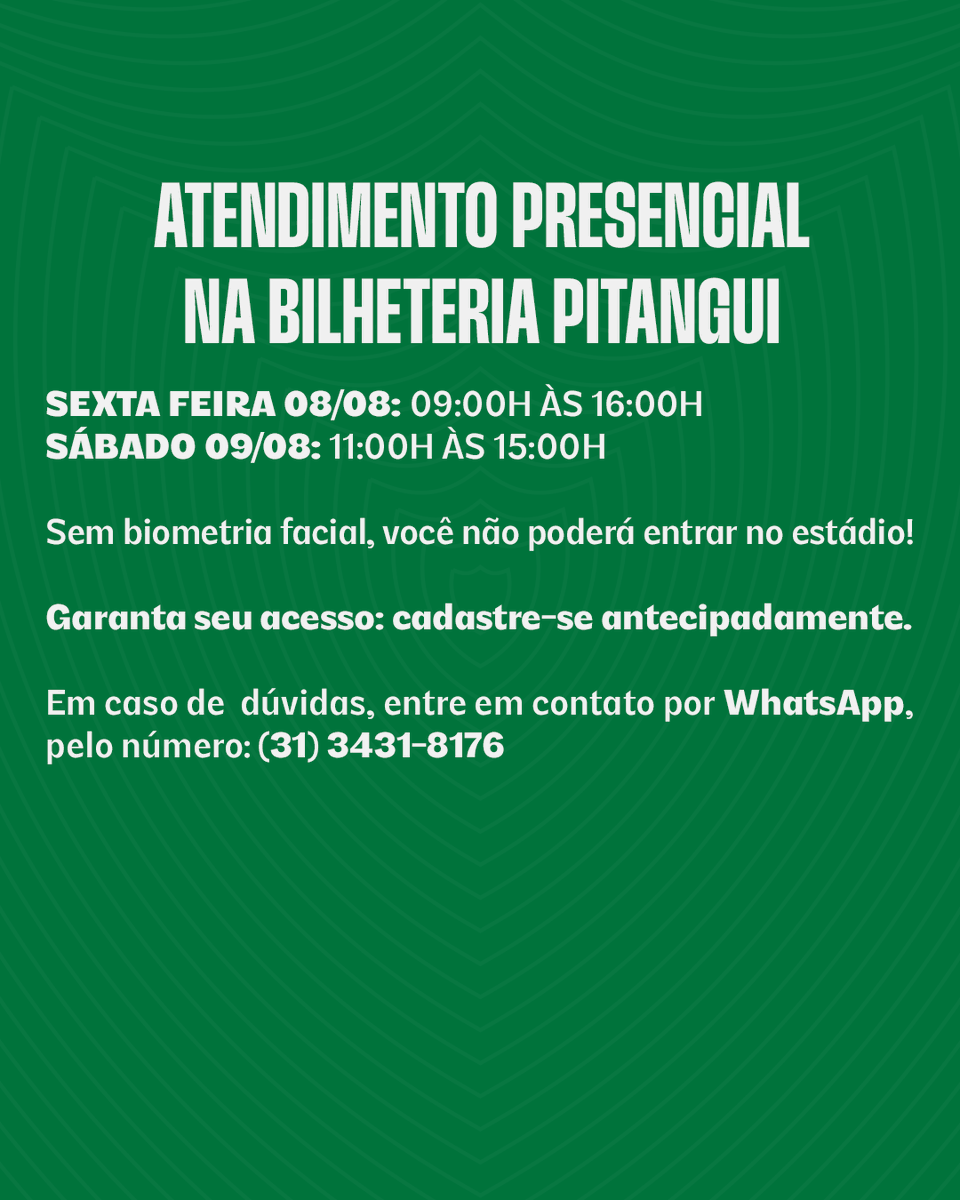 AmericaFC1912's tweet photo. Nesta sexta-feira (8), das 9h às 16h e no sábado, 11h às 15h, a equipe do Onda Verde estará na Arena Indepa realizando atendimento presencial para quem estiver com algum problema no momento de fazer o cadastro.

Acesse https://t.co/64Q2V5TZGg, se torne um Sócio da categoria bala, que é totalmente gratuita, faça registro da Biometria Facial e garanta seu ingresso!

⚠️ O ingresso será válido para o portão 3!

Contamos com a presença de todos nos apoiando na busca pelos 3 pontos!

#PraCimaDelesCoelho