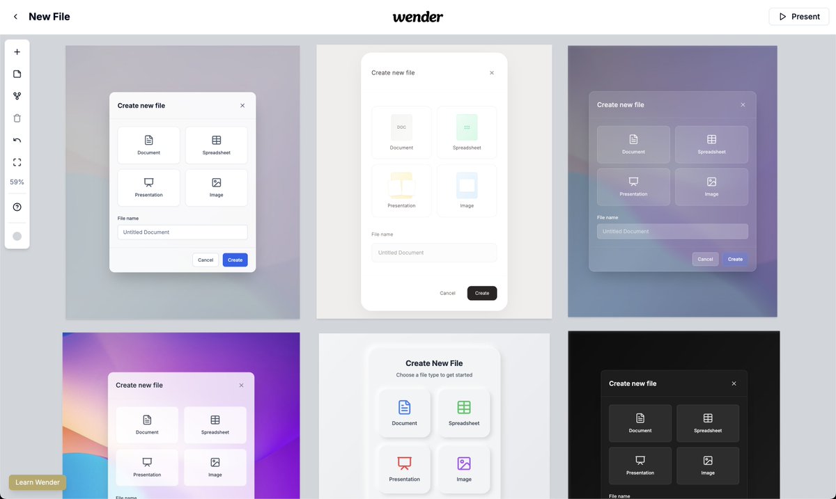 It's so fun to experiment with the different built in styles in Wender and tweak them to your own preferences. Don't like these? Select "Custom" and define your own style any way you want.