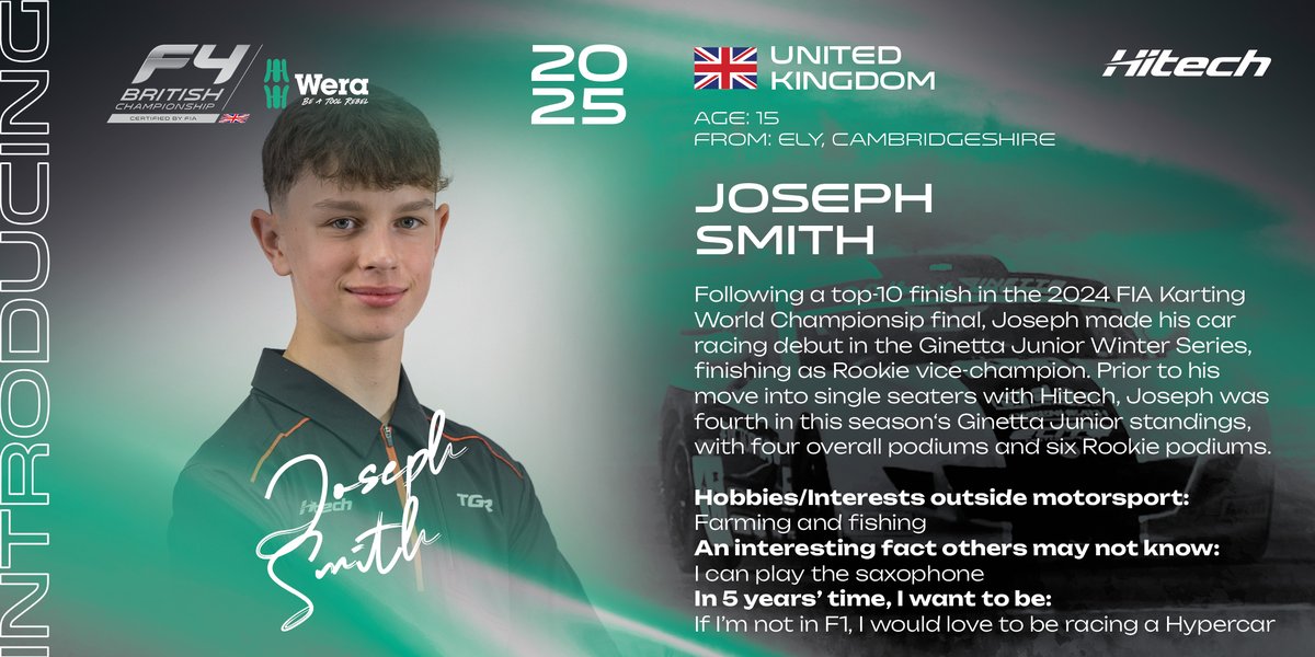 Ahead of his #BritishF4 debut with <a href="/HitechGP/">Hitech</a> at <a href="/krcircuit/">Knockhill Circuit</a> next week, here's your chance to learn a little more about Joseph Smith 👋