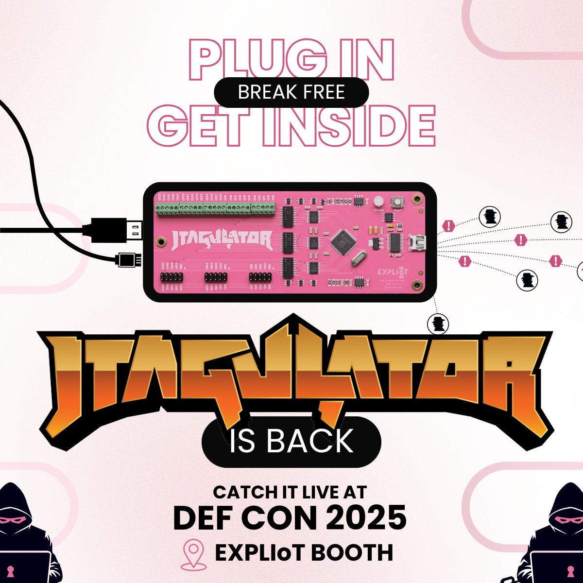 EXPLIoT (@expliot_io) on Twitter photo ✔️ Plug into power
✔️ Extract secrets
✔️ Break security wide open
🔌 JTAGulator is back!
Meet <a href="/aseemjakhar/">Aseem Jakhar</a> @ DEF CON 2025 for live demos & hands-on hardware hacking.
#JTAGulator #DEFCON2025 #HardwareHacking #EXPLIoT ✔️ Plug into power
✔️ Extract secrets
✔️ Break security wide open
🔌 JTAGulator is back!
Meet <a href="/aseemjakhar/">Aseem Jakhar</a> @ DEF CON 2025 for live demos & hands-on hardware hacking.
#JTAGulator #DEFCON2025 #HardwareHacking #EXPLIoT