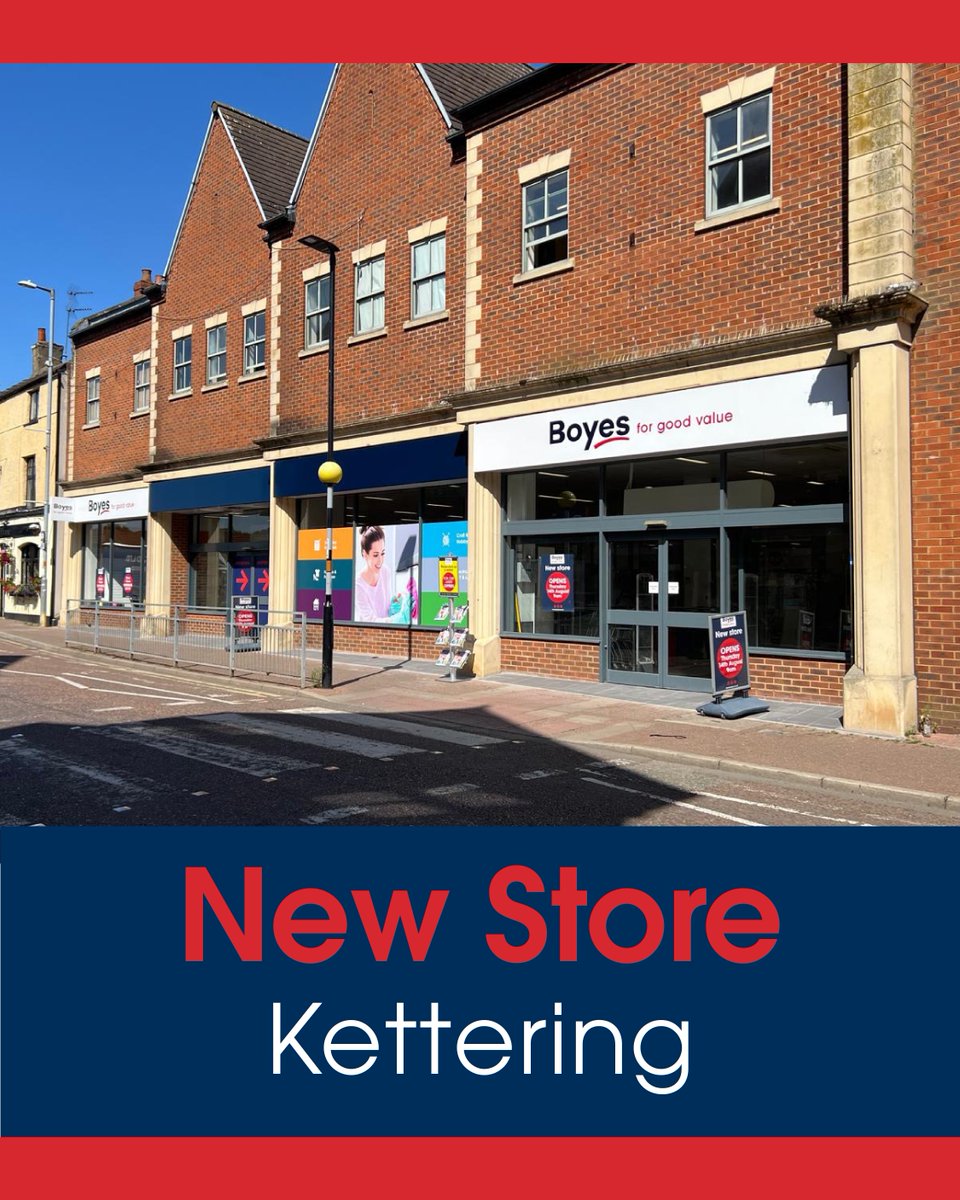 Less than a week to go until our new Boyes store in Kettering opens! Join us from 9am on Thursday 14th August at our new home on the former Wilko site, Newland Street 🛍️

This will be our 82nd store, and we can't wait to welcome you on opening day! 🙌