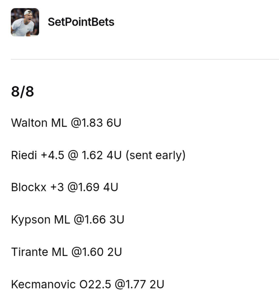 allcappersfreee's tweet image. TENNIS 🎾 

#matchpointbets
#mojo
.#setpointbets