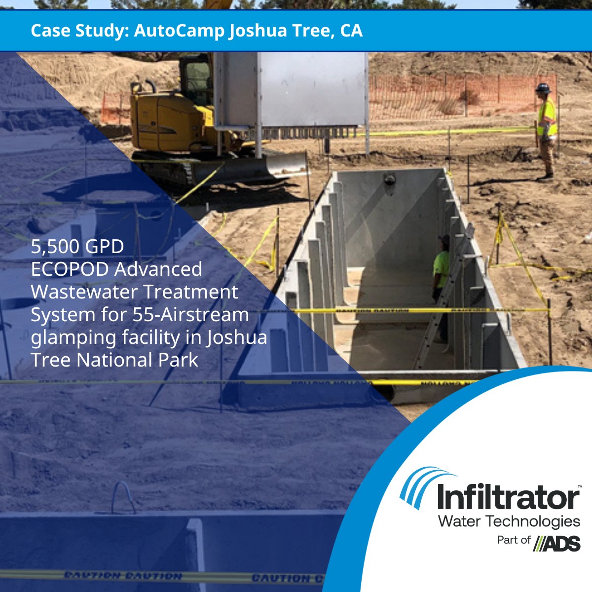A glamping facility in Joshua Tree National Park utilizes a 5,500 GPD ECOPOD Advanced Wastewater Treatment System. Learn More: zurl.co/0Zv0u