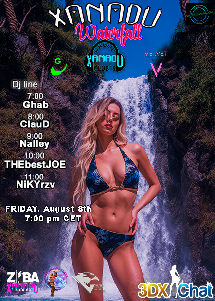 XANADU Waterfall – Friday, August 8th, 7:00 pm CET 🌊
Dive into the wildest night beneath the sexiest waterfall in 3DXChat.
💦 Flowing beats, pulsing bodies, and unstoppable energy.
#XanaduClub #3DXChat