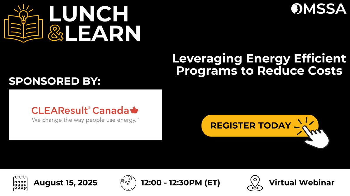 Register for our upcoming Lunch and Learn webinar on August 15th hosted by CLEAResult Canada. Learn how to leverage energy efficient programs to reduce costs for housing providers and clients on social assistance. Register today: ow.ly/OofC50WlKAs