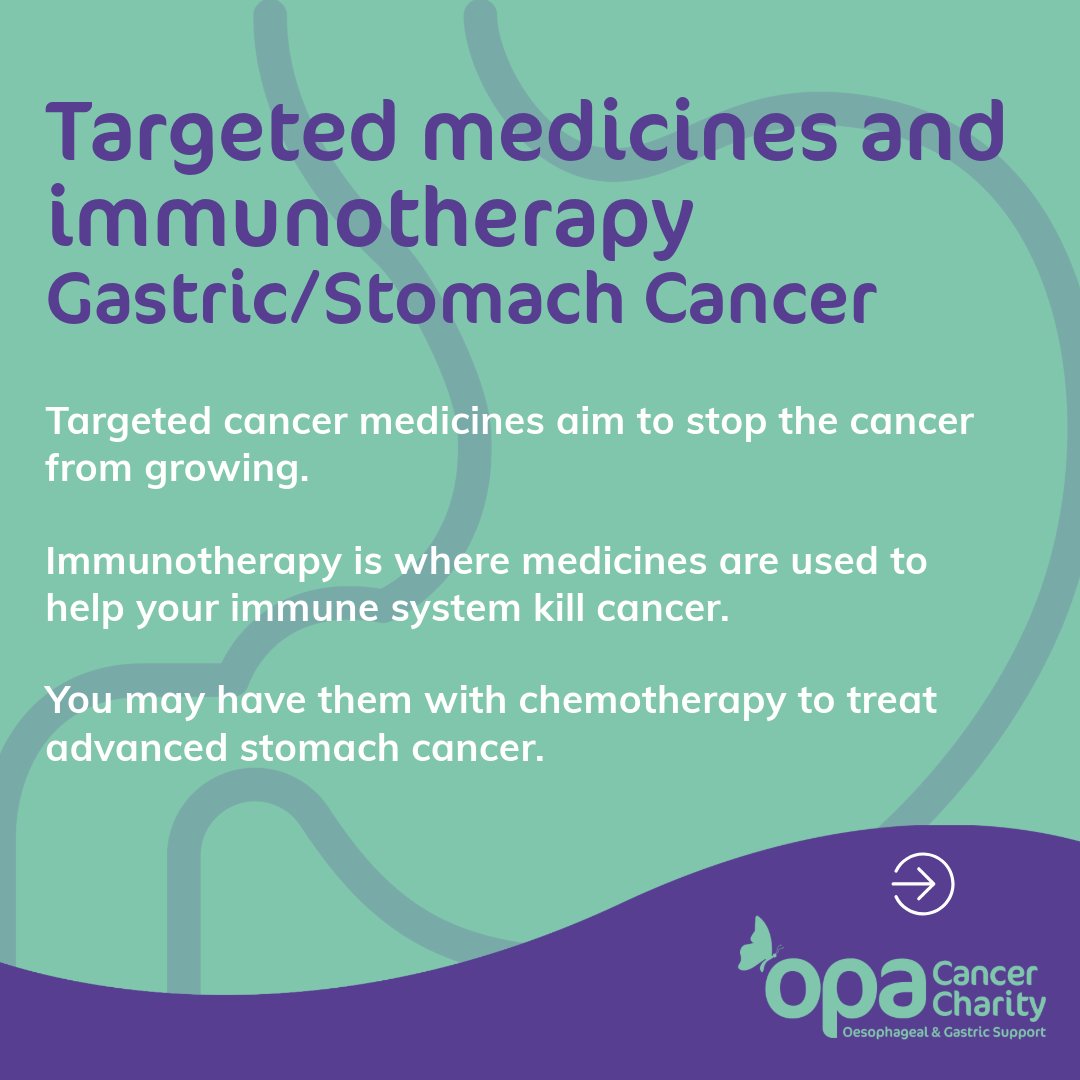Chemotherapy, Radiotherapy, Targeted Medicines and immunotherapy - gastric/stomach cancer

#opa #cancer #charity #GastricCancer #StomachCancer #GastricCancerAwareness #StomachCancerAwareness

This information is extracted from NHS.