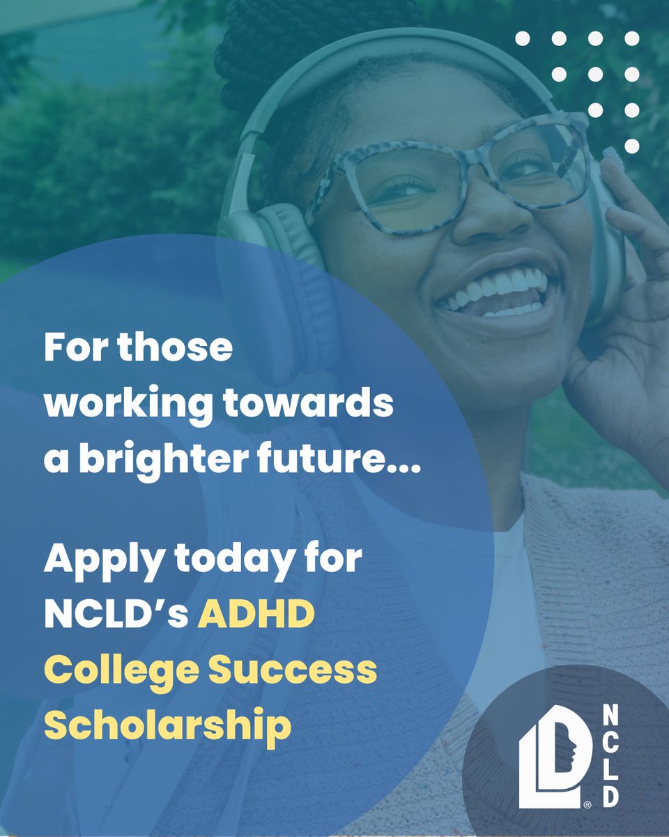 NCLD (@ncldorg) on Twitter photo 💛 Reminder: NCLD’s ADHD College Success Scholarship is still open!
If you’re a college student with ADHD, this scholarship pays for tuition and related expenses.
🎓 Apply now → ncld.co/3Ud2ixo
#ADHDScholarship #ADHD #CollegeSupport #NCLD 💛 Reminder: NCLD’s ADHD College Success Scholarship is still open!
If you’re a college student with ADHD, this scholarship pays for tuition and related expenses.
🎓 Apply now → ncld.co/3Ud2ixo
#ADHDScholarship #ADHD #CollegeSupport #NCLD
