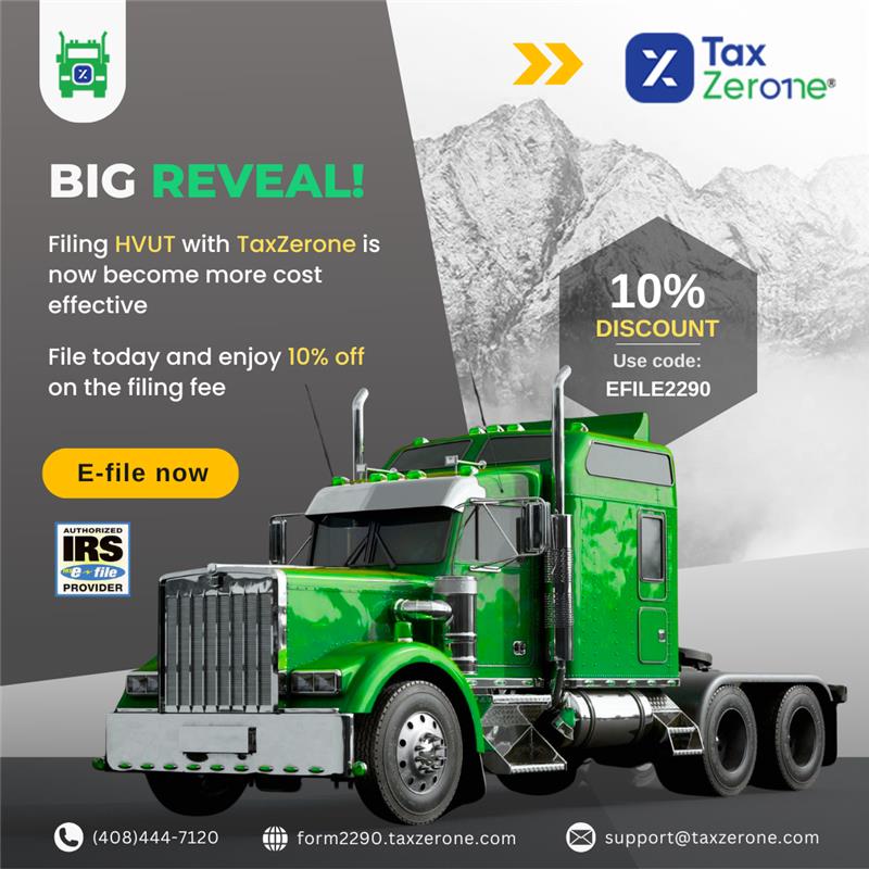 TaxZerone (@taxzeroneus) on Twitter photo 🚨 Big Reveal! 🚨
👉Filing your HVUT just got lighter on your wallet
👉File with TaxZerone today & grab an exclusive 10% OFF on your filing fee!
🌐 Visit form2290.taxzerone.com today!
📞 (408) 444-7120
📧 support@taxzerone.com
#tax #IRS #Form2290 #TruckTax #IRS2290 #Efile2290 🚨 Big Reveal! 🚨
👉Filing your HVUT just got lighter on your wallet
👉File with TaxZerone today & grab an exclusive 10% OFF on your filing fee!
🌐 Visit form2290.taxzerone.com today!
📞 (408) 444-7120
📧 support@taxzerone.com
#tax #IRS #Form2290 #TruckTax #IRS2290 #Efile2290