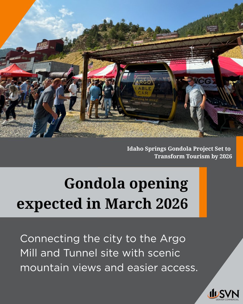 SVN_Denver's tweet image. Big lift for a small town.
Idaho Springs is gearing up for a gondola by 2026—bringing more views, more visitors, and more local growth.
#DevelopmentSpotlight #IdahoSprings #gondola #cre #SVN