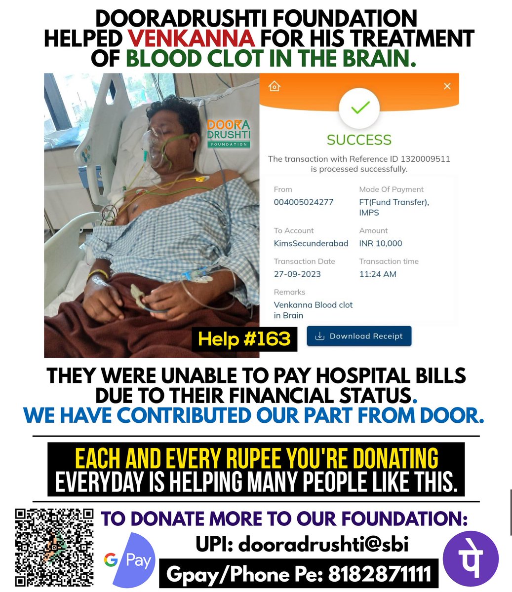 Help #163 post from <a href="/dooradrushti/">Dooradrushti Foundation</a> ❤️🤝

Spread our initiative of <a href="/DonateOnlyRupee/">Donate Only One Rupee</a> to more people and help us in helping more needy ones 😊 #Door_Helps #DonateOnlyOneRupee